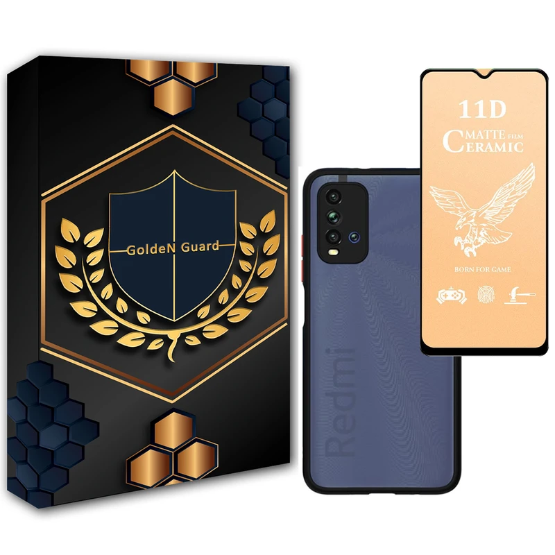 کاور گلدن گارد مدل هیبریدی پشت مات کد RS_22 مناسب برای گوشی موبایل شیائومی Redmi 9T به همراه محافظ صفحه نمایش