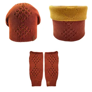 ست کلاه و شال گردن و ساق دست بافتنی مدل 115049