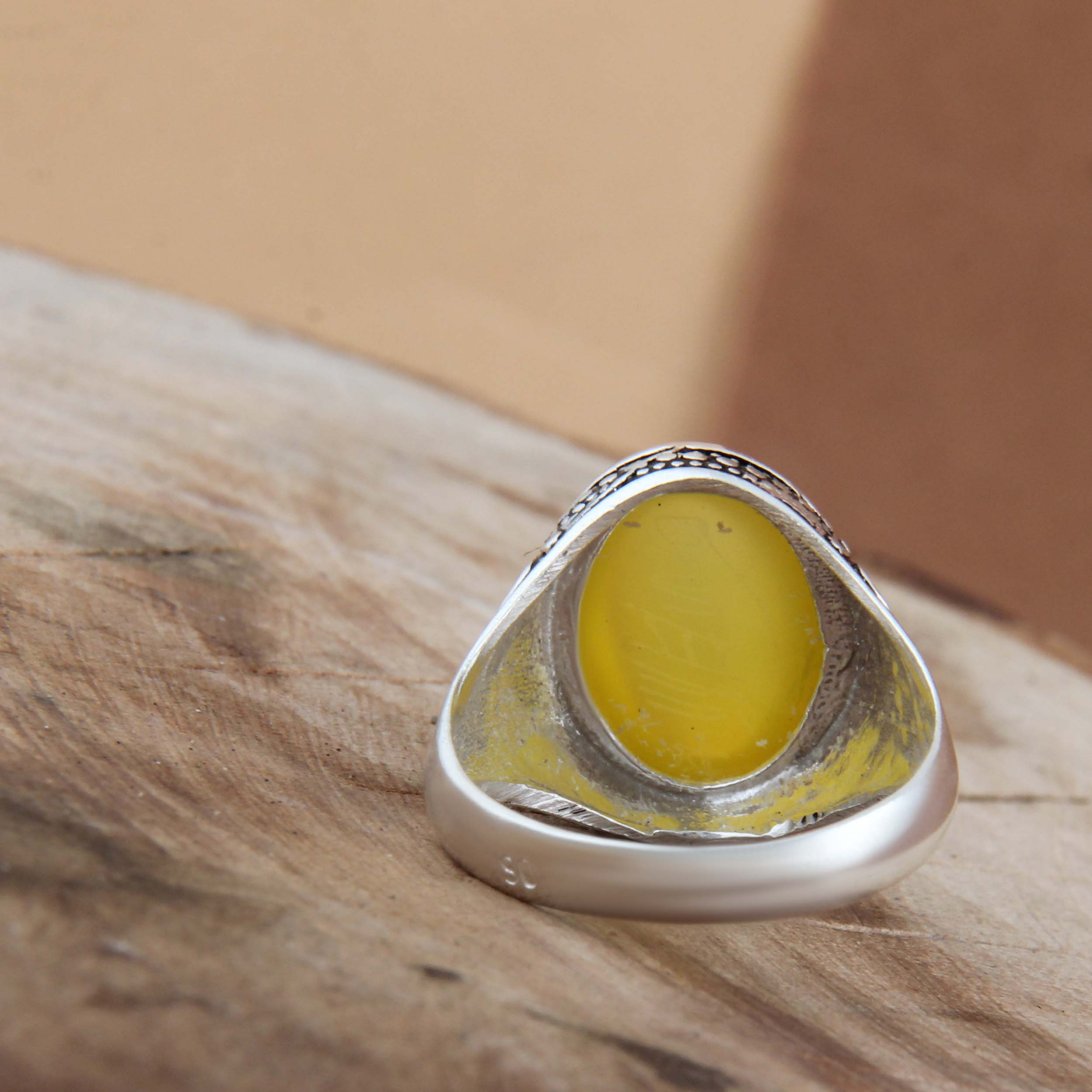 انگشتر نقره مردانه بازگانی میلادی مدل عقیق شرف الشمس رکاب سیلندری کد AM_4239