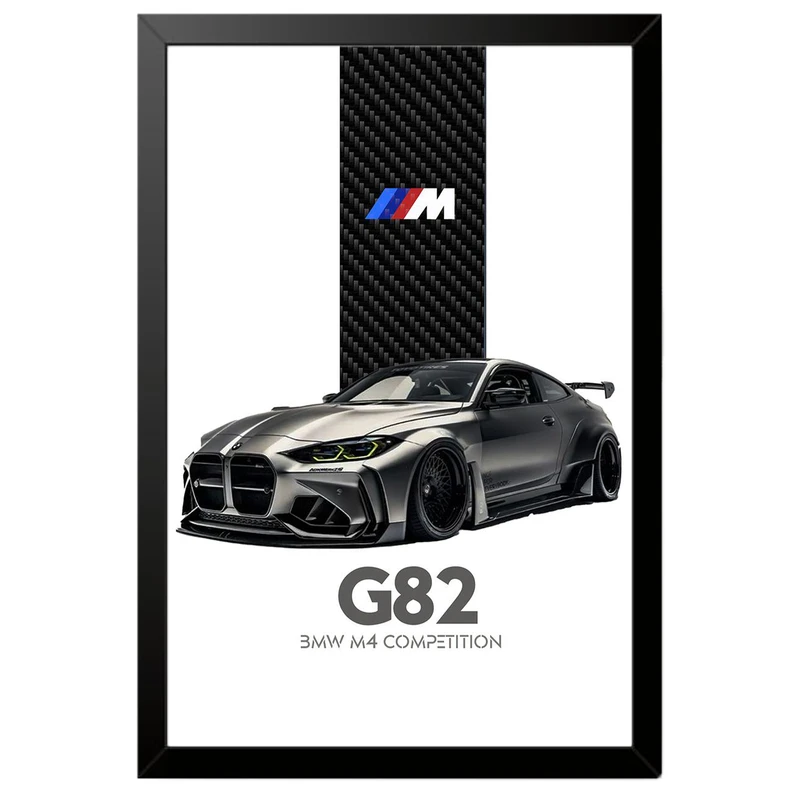 تابلو بکلیت طرح ماشین و خودرو بی ام و BMW M4 G82 مدل b-po1716 فریم مشکی