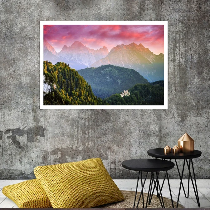 تابلو بکلیت طرح طبیعت سرسبز و کوه مدل قاب شاسی W-s8157