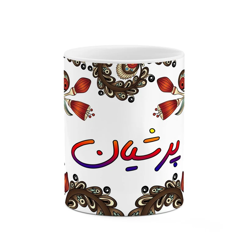 ماگ کاکتی مدل اسم پرشیان طرح سنتی گل و بته کد mgh44378