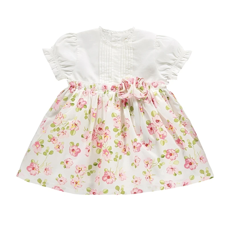 پیراهن آستین کوتاه یقه گرد دخترانه مدل Fl1