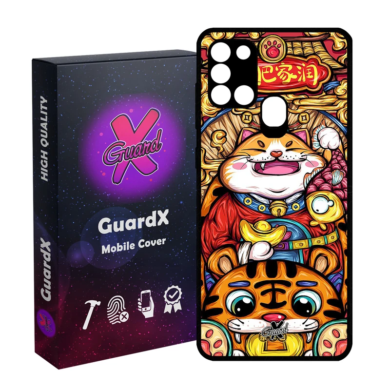 کاور گارد ایکس طرح گربه مدل Glass10440 مناسب برای گوشی موبایل سامسونگ Galaxy A21s