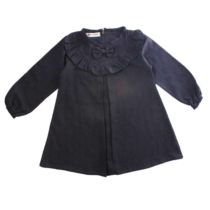 پیراهن دخترانه مدل جلو پلیسه 1064 رنگ سرمه ای