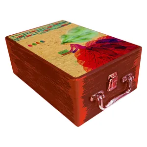  جعبه هدیه مدل چمدان چوبی طرح بهاری کد WS734