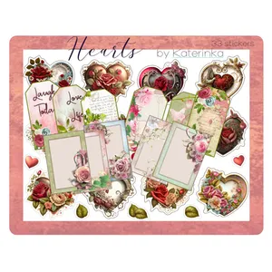 برچسب کاترینکا طرح برش خورده بولت ژورنال و اسکرپ بوک مدل Hearts بسته 33 عددی