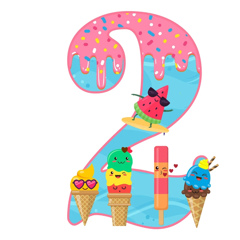 استند رومیزی تولد مدل عدد 2 طرح بستنی کد 1085