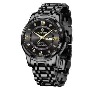 ساعت مچی عقربه‌ای کوارتز مردانه بین باند مدل دو تقویم کد 004