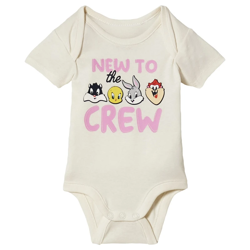 بادی آستین کوتاه نوزادی لونی تونز مدل New to crew