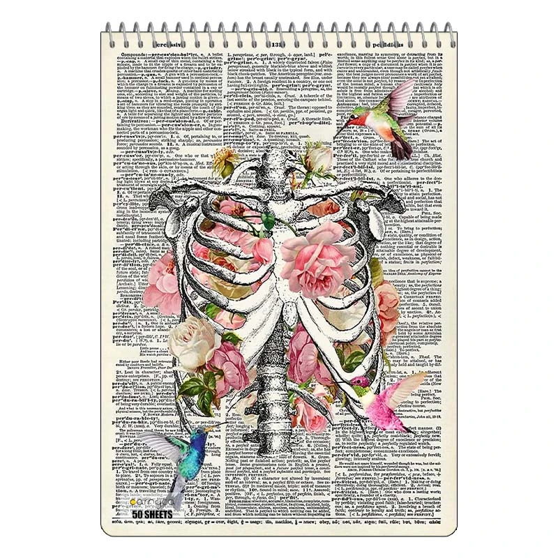 دفتر نقاشی 50 برگ سیمی کارنیکا طرح روزنامه وینتج قفسه سینه Vintage Newspaper Chest Anatomy کد 14993
