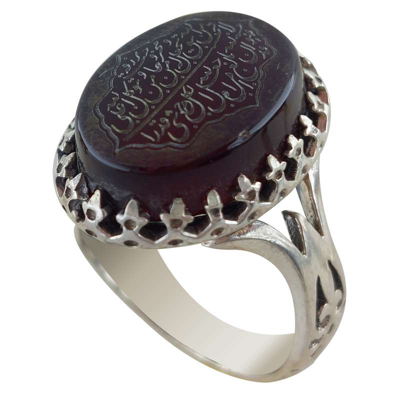 انگشتر نقره مردانه ملک زیور مدل عقیق حکاکی وَمَن یَتَّقِ اللَّه کد 1104