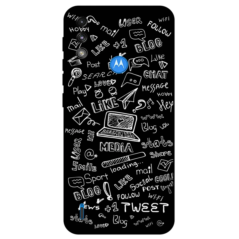 کاور مگافون طرح رسانه های اجتماعی مدل 1898 مناسب برای گوشی موبایل موتورولا Moto E7i Power