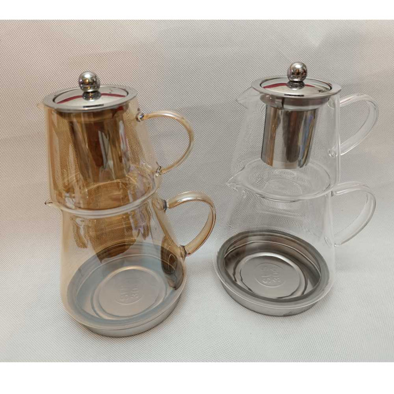 ست کتری و قوری مدل شیشه‌ای کد 13 گنجایش کتری 1.5 لیتر و گنجایش قوری 0.5 لیتر