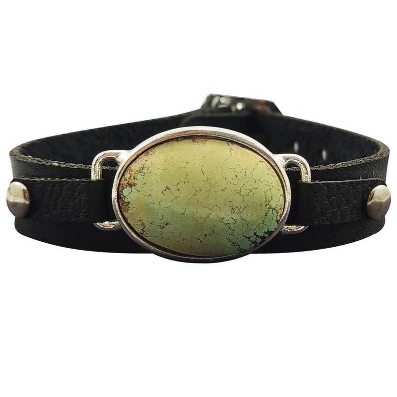 دستبند سلین کالا مدل فیروزه نیشابور اصل طرح چرم کد 167