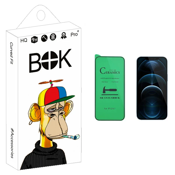 محافظ صفحه نمایش سرامیکی بوک مدل +HD مناسب برای گوشی موبایل اپل iPhone 12 Pro Max