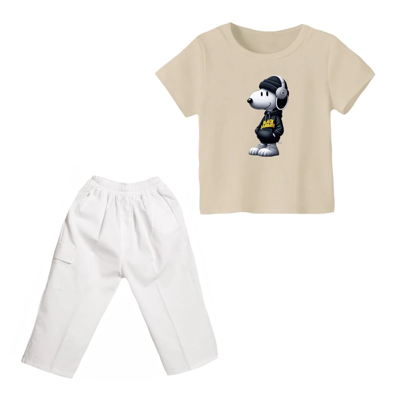 ست تی شرت و شلوارک پسرانه مدل اسنوپی کد ۵۳