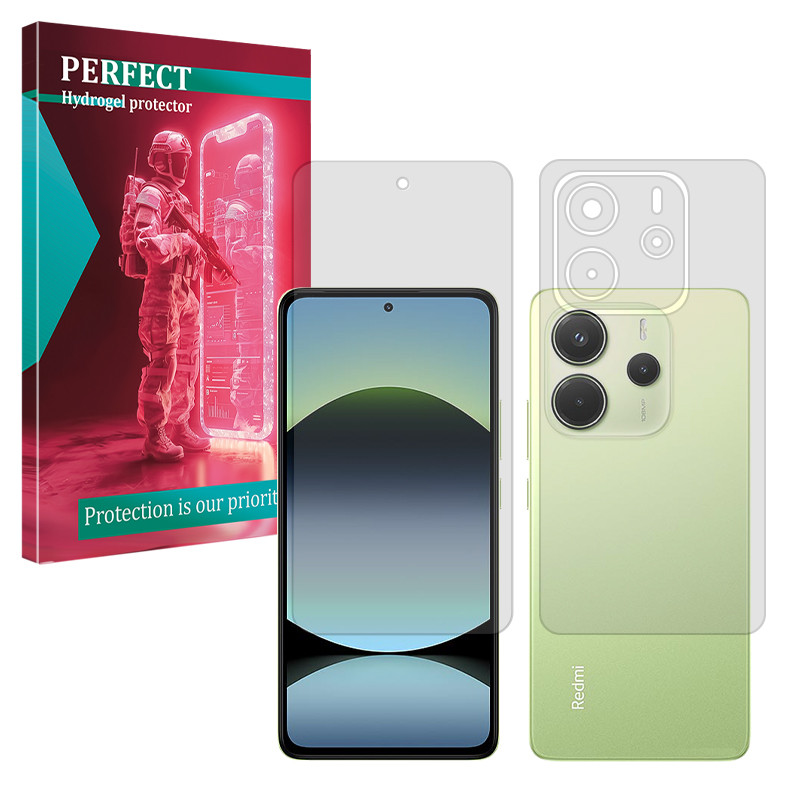 محافظ صفحه نمایش شفاف پرفکت مدل Tough مناسب برای گوشی موبایل شیائومی Redmi Note 14 4G به همراه محافظ پشت گوشی