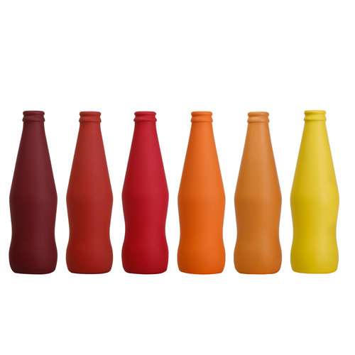 گلدان دکوری مدل شیشه‌ای رنگی طرح پائیز کد 6P150  بسته 6 عددی