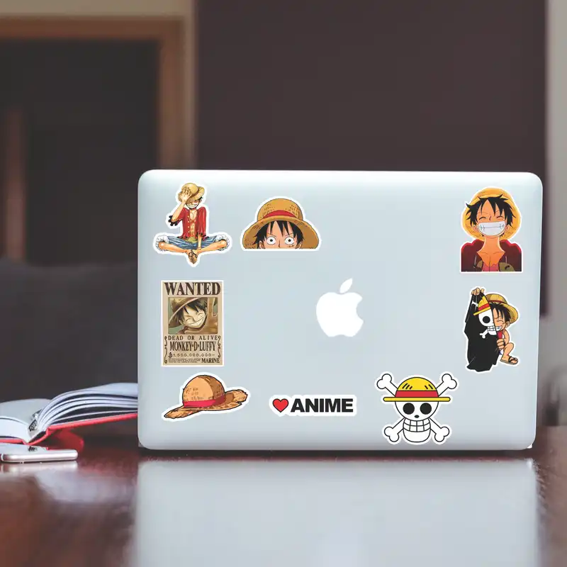 استیکر لپ تاپ پیکسل میکسل مدل انیمه وان پیس لوفی مجموعه 8 عددی