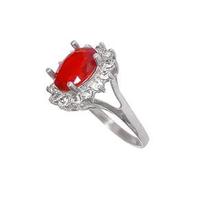 انگشتر نقره زنانه نقره جات لطفی مدل یاقوت کد ANSH06 