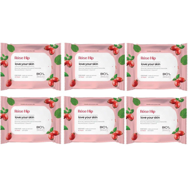 دستمال مرطوب بیول مدل Rose Hip  مجموعه 6 عددی