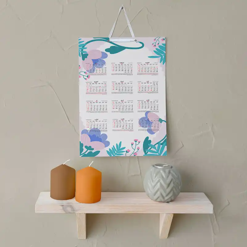 تقویم دیواری سال 1403 خندالو مدل گل کد E11