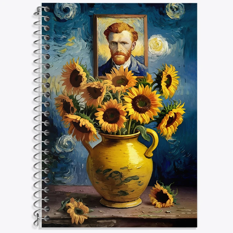 دفتر زبان 50 برگ خندالو مدل دو خط طرح ونسان ونگوگ کد F5088