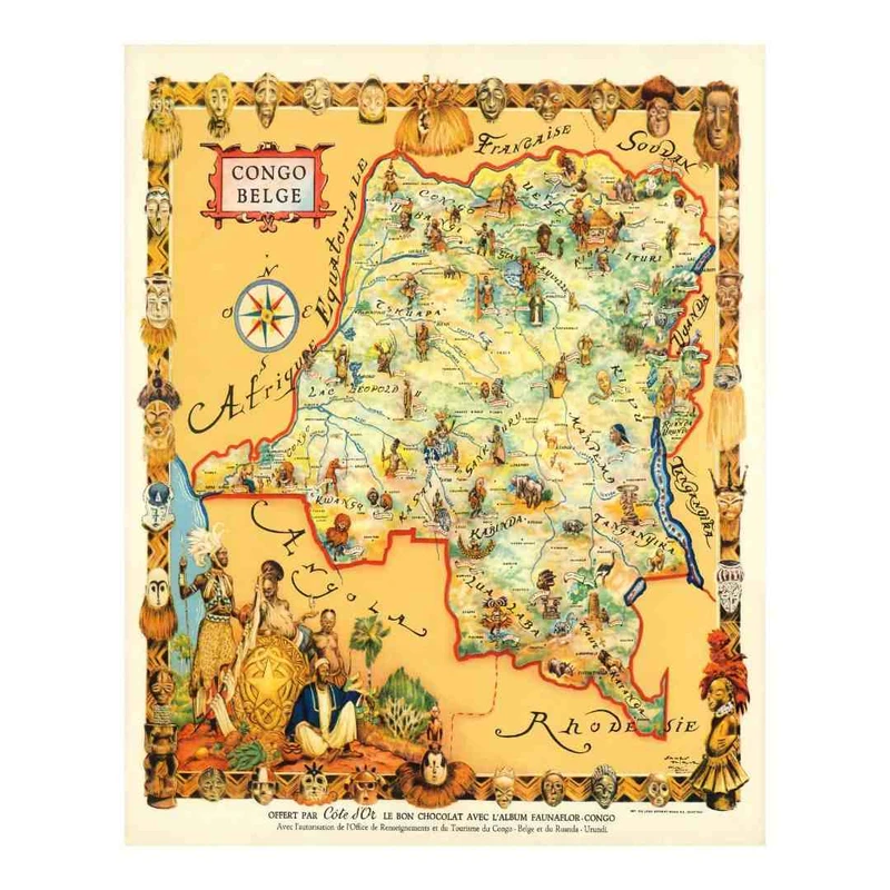 پوستر مدل نقشه کهنه- کنگوی بلژیکی 