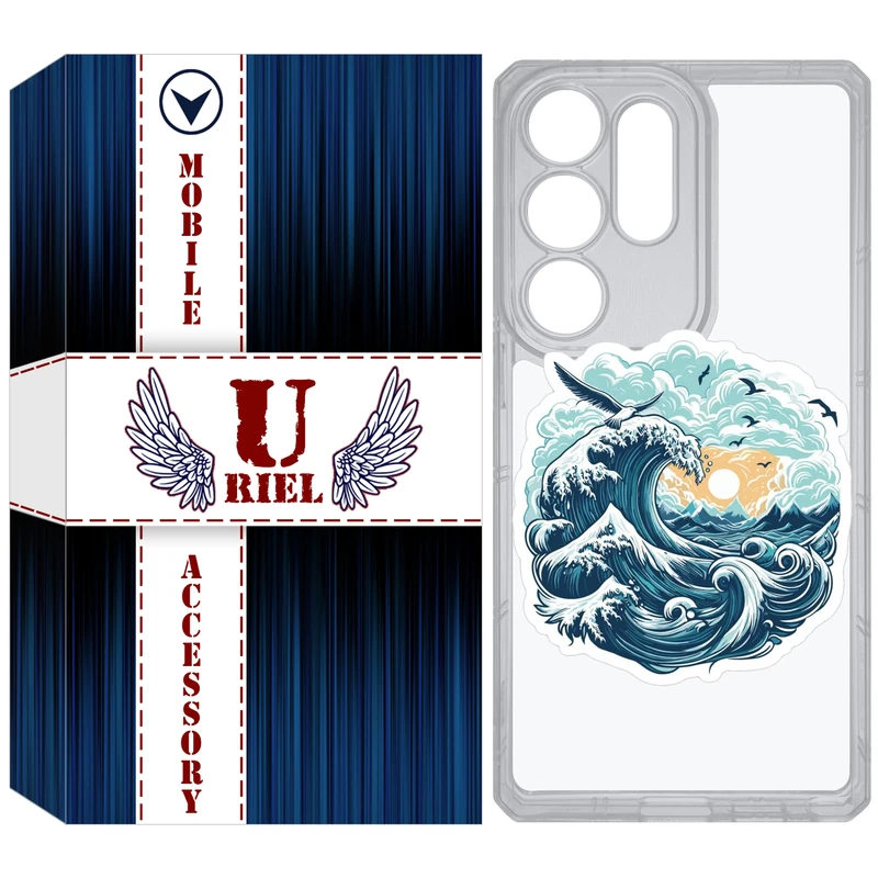 کاور یوریل مدل Clear کد 99 طرح موج دریا مناسب برای گوشی موبایل سامسونگ Galaxy S25 Ultra