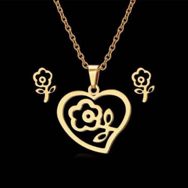 نیم ست طلا 18 عیار زنانه قیراط طرح گل کد GH2237