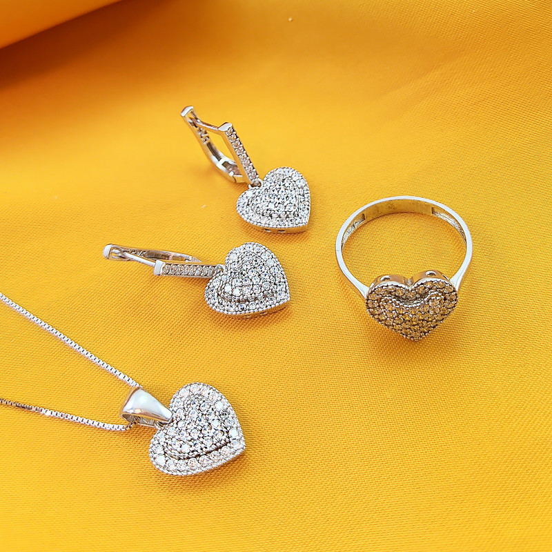 نیم ست نقره زنانه مدل قلب کد NG1849