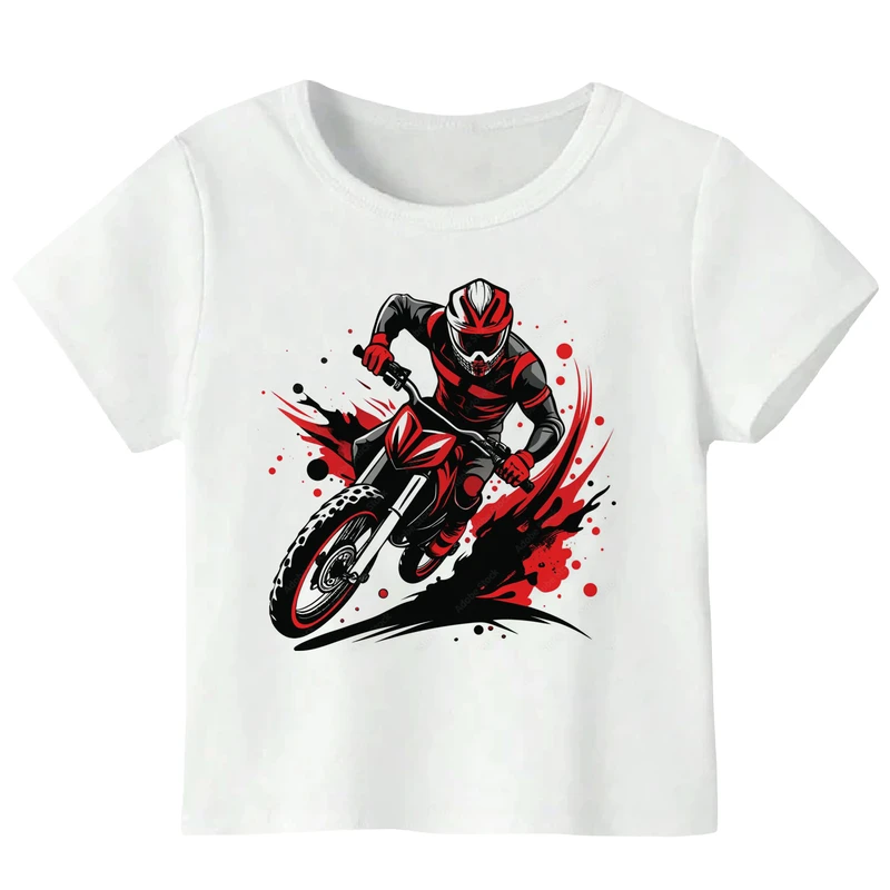 تی‌شرت آستین کوتاه پسرانه مدل W385 طرح موتور سوار