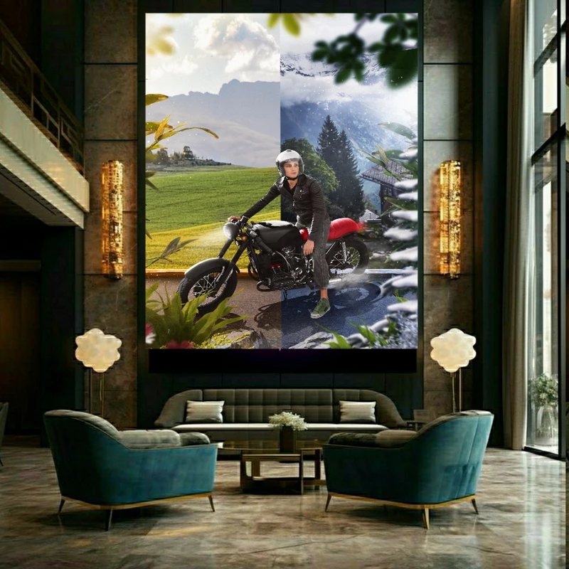 تابلو بوم طرح مخمل موتور سواری مدل فصل مختلف کد GR1750