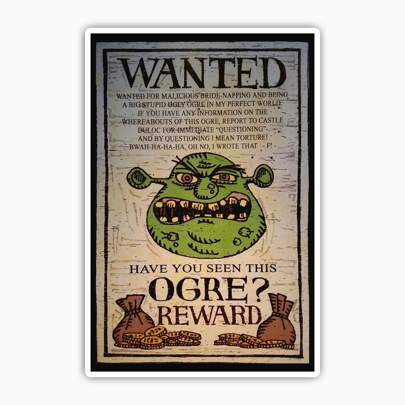 استیکر لپ تاپ و موبایل بووم طرح شرک مدل Wanted کد BG11 