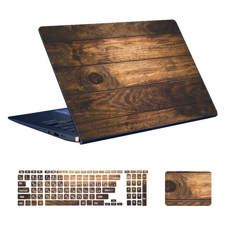  استیکر لپ تاپ توییجین و موییجین طرح WOOD کد 28 مناسب برای لپ تاپ 15.6 اینچ به همراه برچسب حروف فارسی کیبورد 