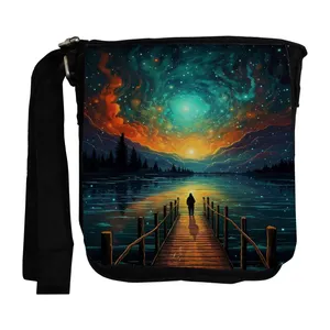 کیف رودوشی طرح مرد و دریاچه و آسمان شب کد kidb241