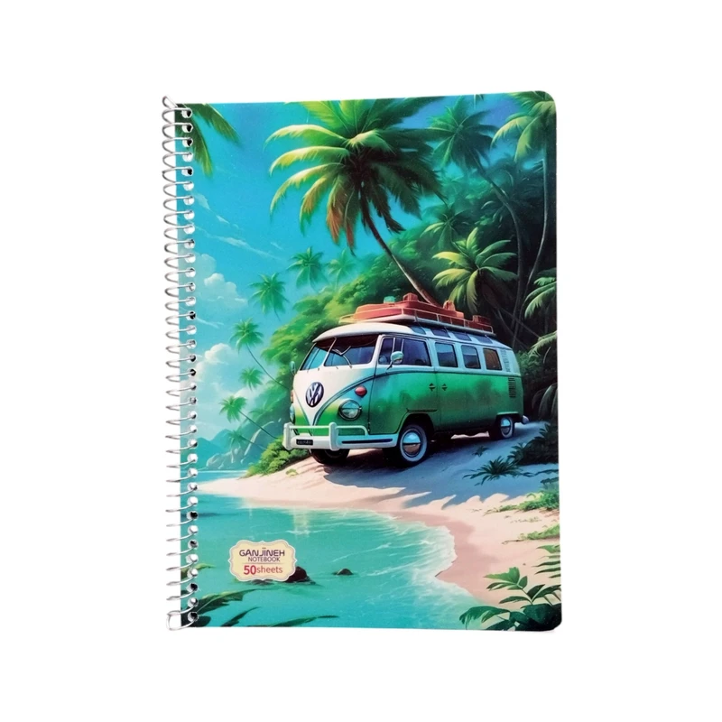 دفتر زبان 50 برگ گنجینه مدل سه خط طرح ماشین