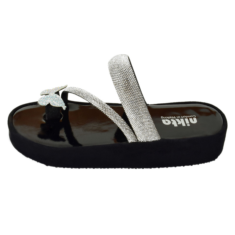 دمپایی لاانگشتی زنانه نیکتا مدل لژدار پروانه ای 4154