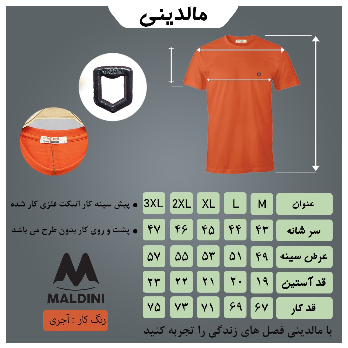 تی شرت آستین کوتاه مردانه مالدینی مدل t-390 -  - 5