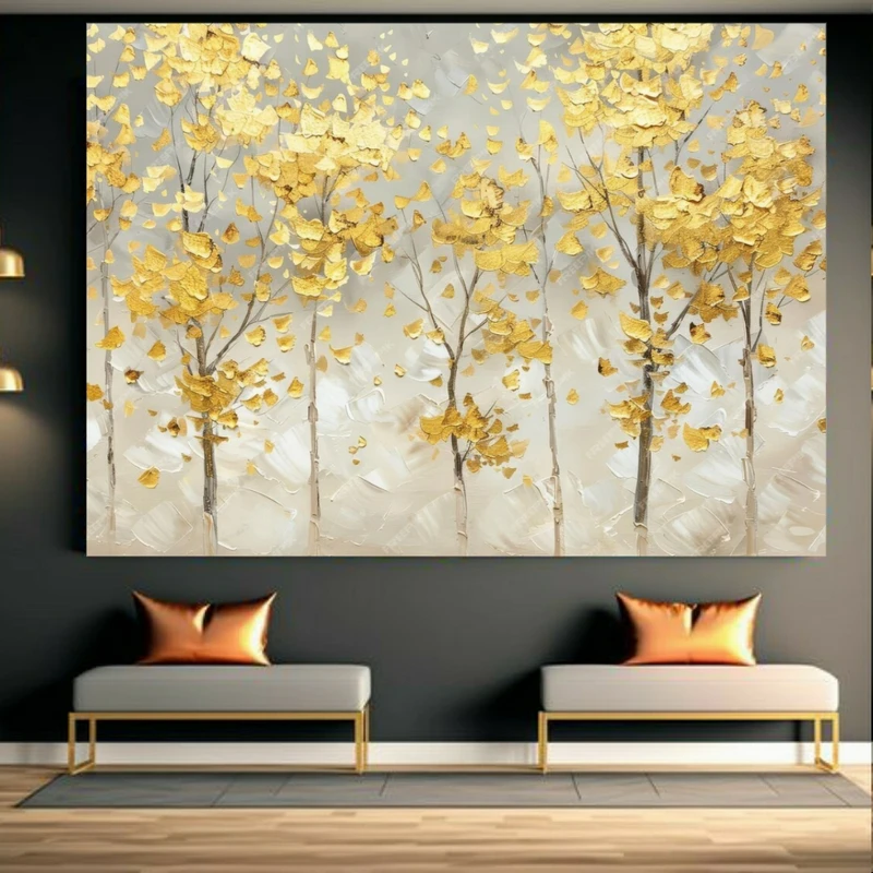 تابلو بوم طرح مخمل نقاشی انتزاعی جنگل کد BK23748