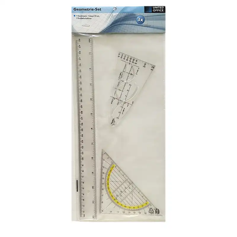 ست خط کش یونایتد آفیس مدل ژئومترک مجموعه 3 عددی