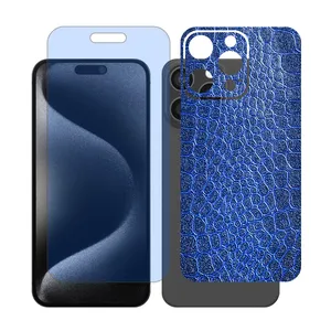 Glass Together model anti blue matte screen protector suitable for Apple iPhone 15 Pro Max mobile phone with cover sticker on the back of the phone