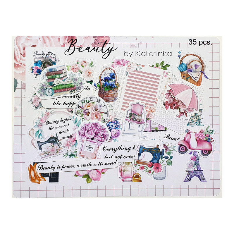 برچسب کاترینکا طرح برش خورده بولت ژورنال و اسکرپ بوک مدل Beauty بسته 35 عددی