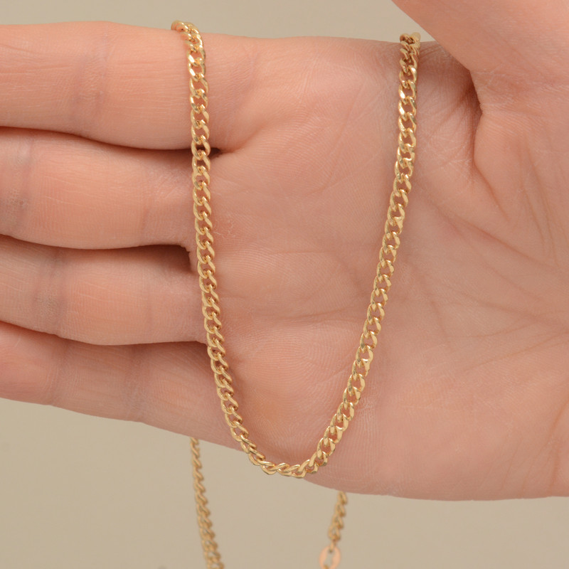 زنجیر طلا 18 عیار زنانه طلای مستجابی مدل گلستانه کد Cr55