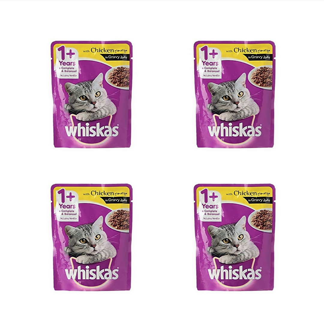 پوچ گربه ویسکاس مدل chicken وزن 85 گرم بسته 4 عددی