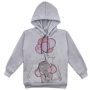 هودی دخترانه مدل فیل S01 رنگ طوسی