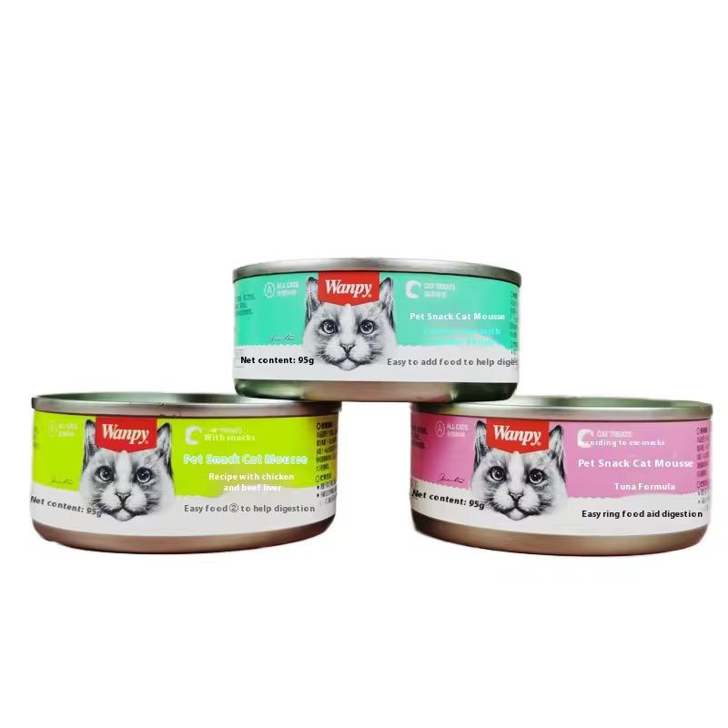 کنسرو غذای گربه ونپی مدل میکس طعم مرغ، گوشت گاو، ماهی وزن 95 گرم مجموعه 3 عددی