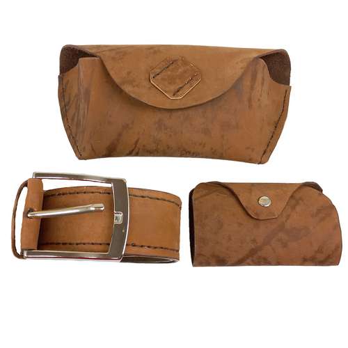 ست جاکارتی و قاب عینک و کمربند چرمی کد 2