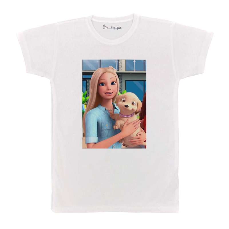 تی شرت بچگانه پرمانه طرح باربی کد pmt.3989